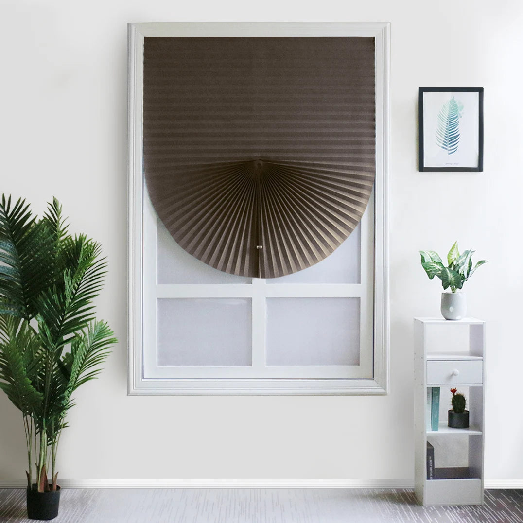 Easy to Install Light Filtering Pleated Paper Shades for Window Temporary and Portable Blinds with Clips Roman Zebra