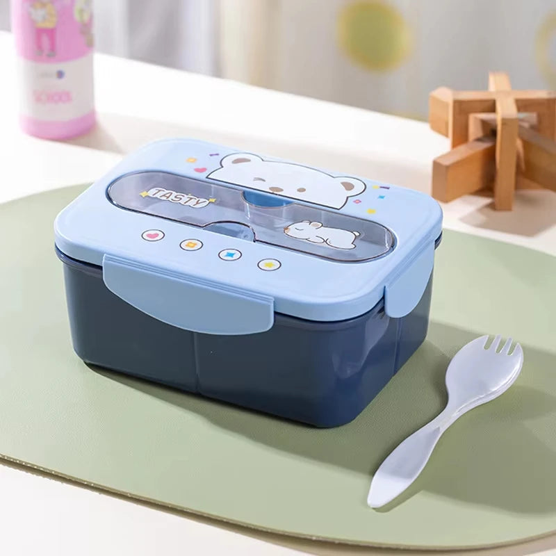 Microwave Safe Bento Box Food Grade Plastic Leak Proof Lunch Container With Cup Holder Office School Home Meal Prep Storage