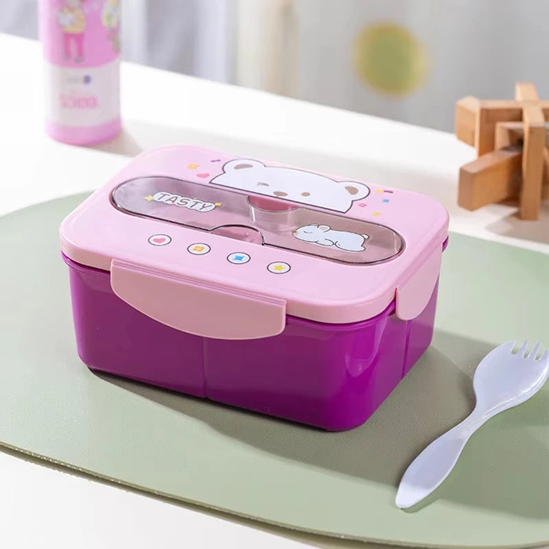 Microwave Safe Bento Box Food Grade Plastic Leak Proof Lunch Container With Cup Holder Office School Home Meal Prep Storage