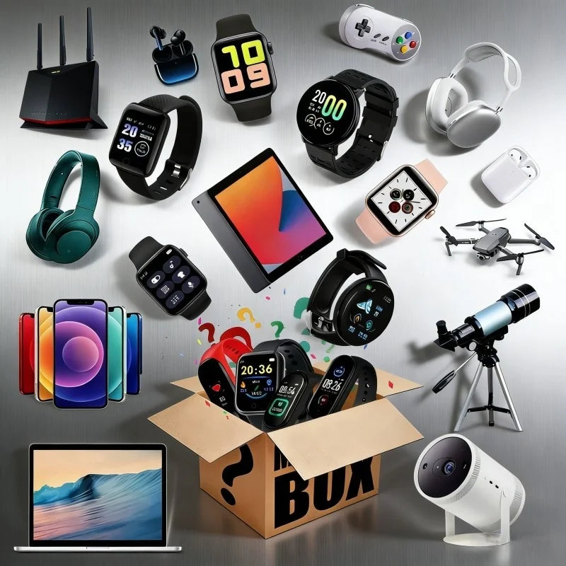 Lucky Mystery Box 2025 New TFT Smart Electronic Gadgets Includes Smartwatch Gaming Headset Exciting Surprise Mysterious Boxes