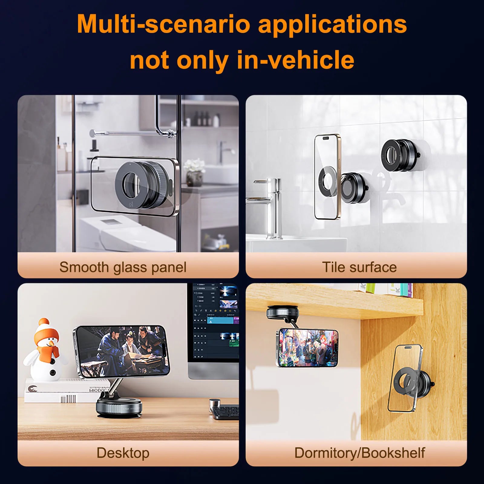 Strong Magnet Mobile Phone Holder with Suction Cup Car Navigation Bracket Efficient Vacuum Adsorption Phone Holder