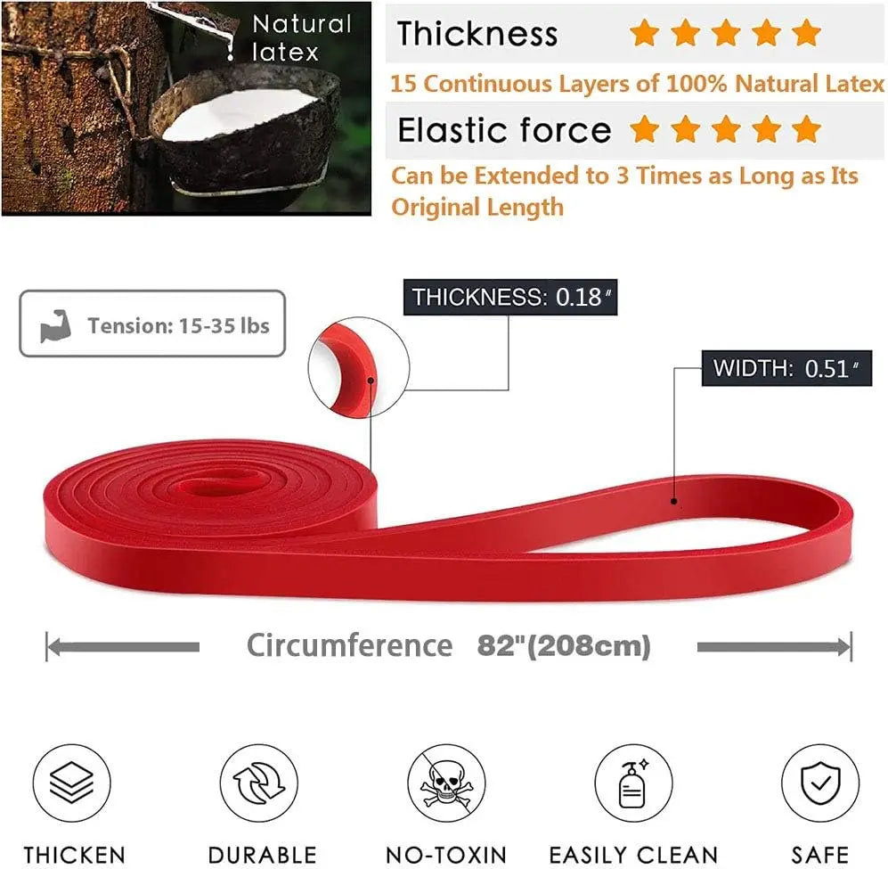 Custom Latex Rubber Pull up Resistance Bands Elastic Long Strength Training Workout Home Exercise Fitness Bands Gym Equipment