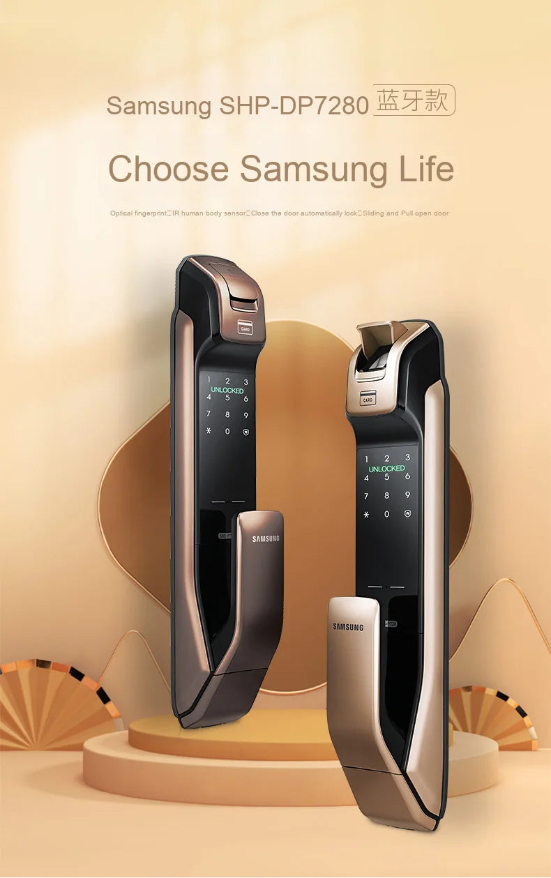 For SamsungSmart Lock DP728 Home Anti-theft Door Lock Aluminum Alloy Digital Fingerprint Password Lock  App