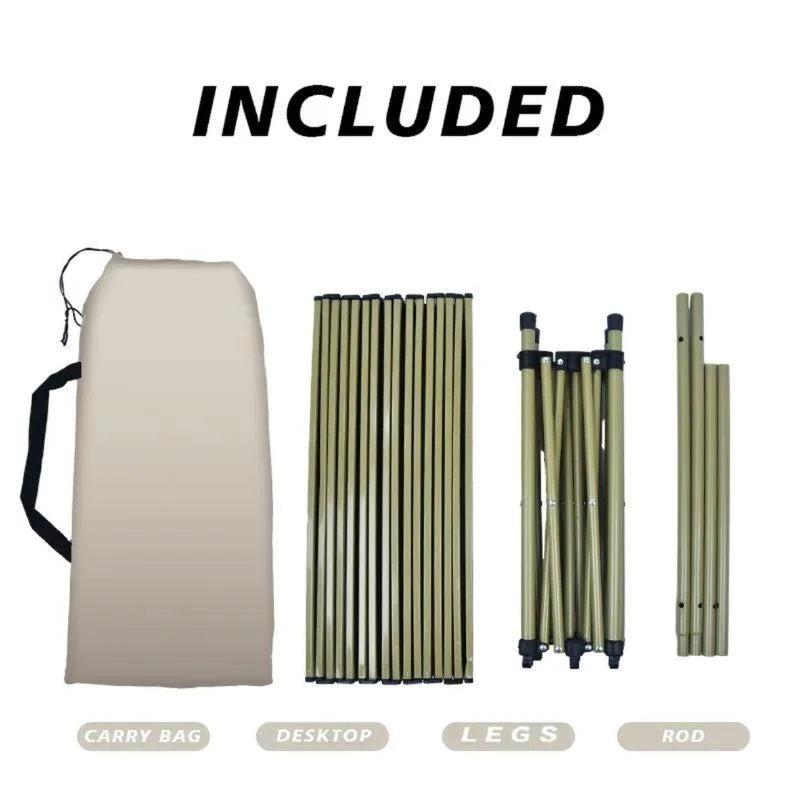 Modern Design Portable Folding Carbon Steel Picnic Table for BBQ Camping Tours-Outdoor Egg Roll Egg Roll Wood