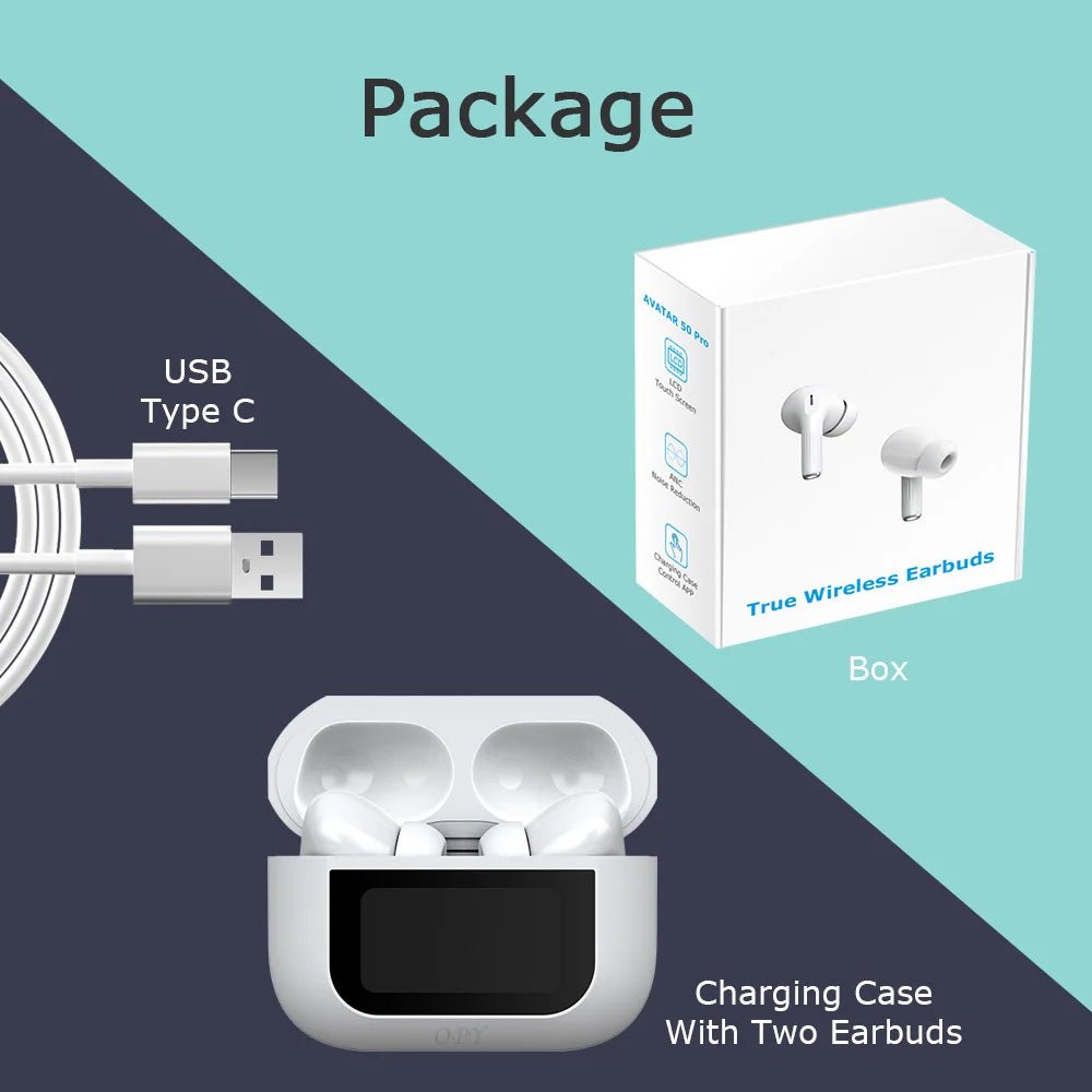 Generic GSM Wired Earphones with Microphone In-Ear Type C Music Hat Headphones JL Chipset Digital Display Battery Indicator