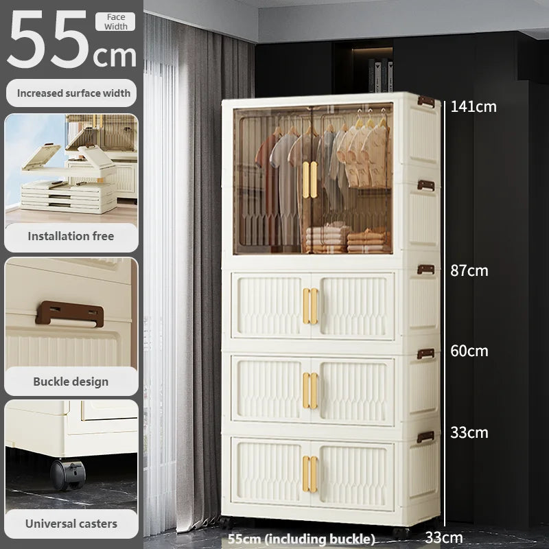 55-85CM Multifunctional Wardrobe Thickened And Movable Cabinet Suitable For Organizing In Children'S And Babies' Bedrooms