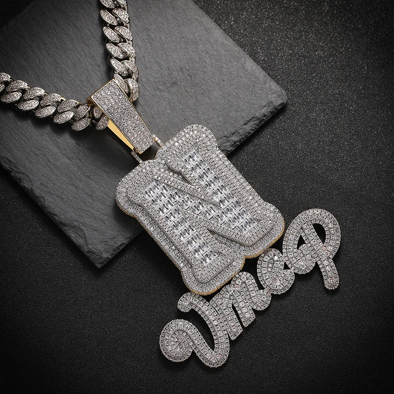 Customized  Moissanite Link Chain Necklace for Men Hip Hop Style with Gold Plating Brass Main Stone Brass Material