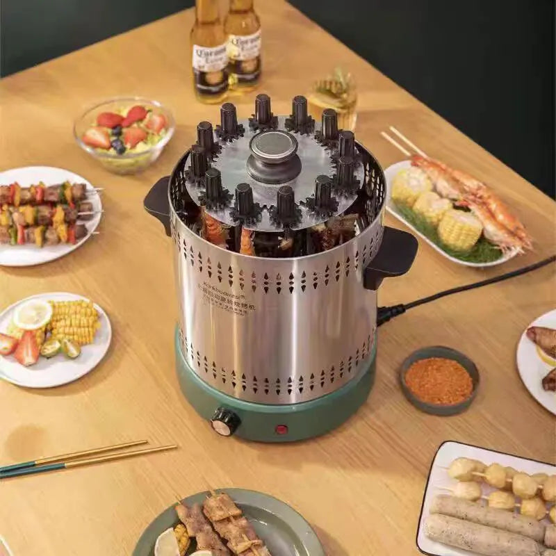 Electric Bbq Kebab Grill Machine Automatic Rotating Barbecue Smokeless Oven Skewers Grill Machine Meat Kebab Heating Stove