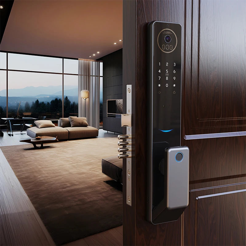 Locstar 3D Face Palm Vein Recognition Smart Fingerprint Digital Biometric Safe Tuya Wifi Door Lock With Camer and Doorbell