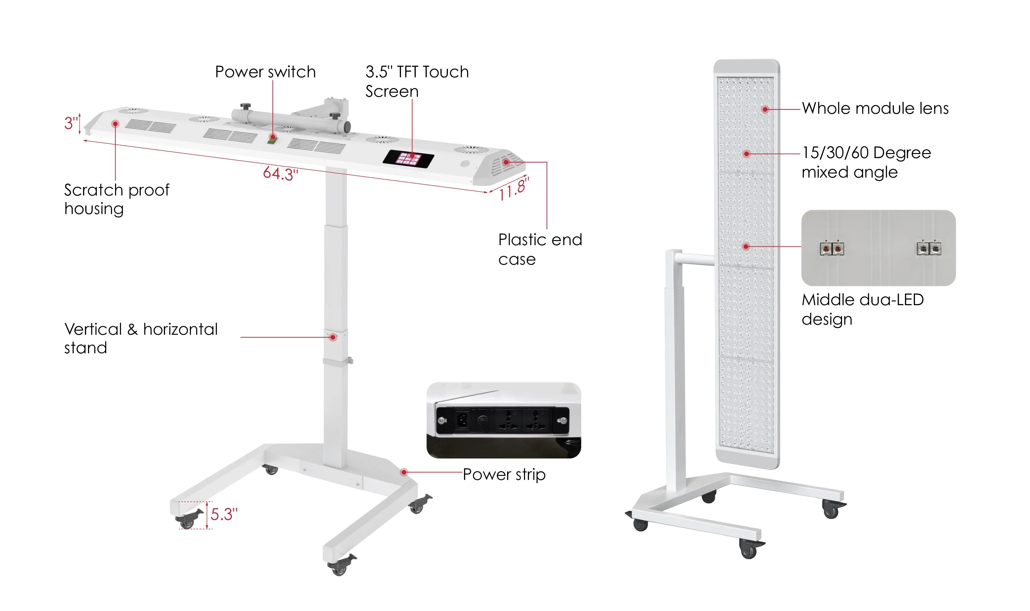 USA Warehouse LED NIR Red Light Therapy Panel with Voice Control Customized Logo for Gym and Salon