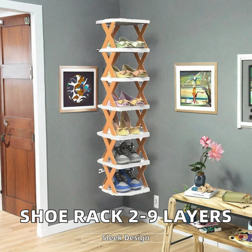 Modern Home Shoes Cabinet Storage Bedroom Storage Cabinet Space-saving Closet Shoe Rack 2-10 Layers Stackable Shoe Rack