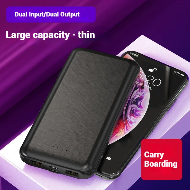 Wholesale Power Banks 10000mAh Printed Custom Logo Gift Thin Portable Dual USB Output Interface Mobile Phone Charger Power Bank