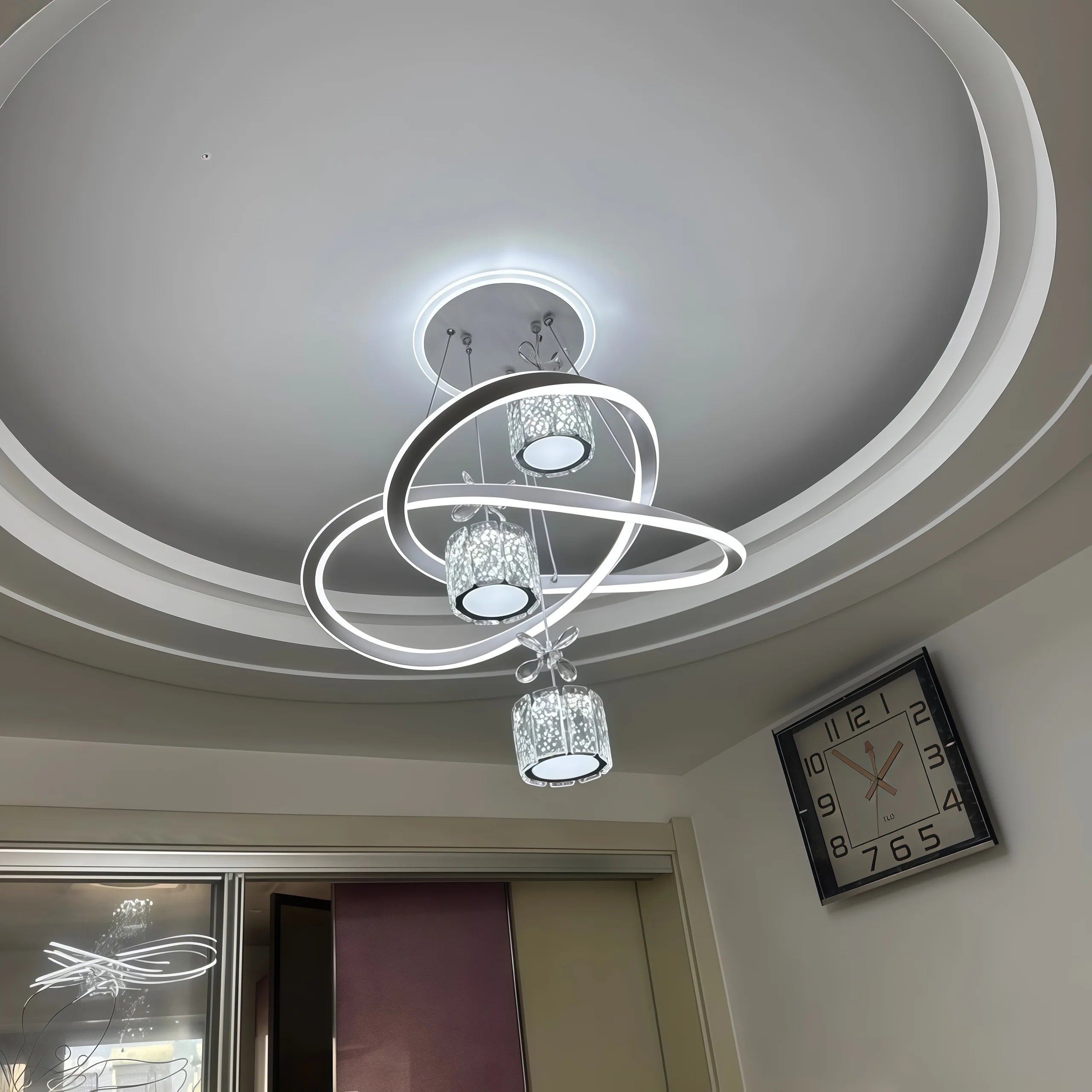 Modern Crystal Light Luxury Remote Chandeliers Home LED Advanced Sense Livingroom Lamp 120W 165-220V 3CCT Pendants Lighting 2026