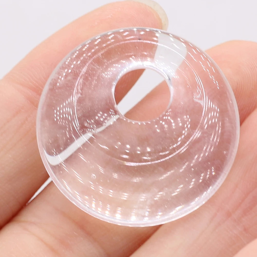 Natural Stone Pendant Semi-precious Stones Round Big Hole Charms For Jewelry Making DIY Necklace Bracelet Earrings Accessories