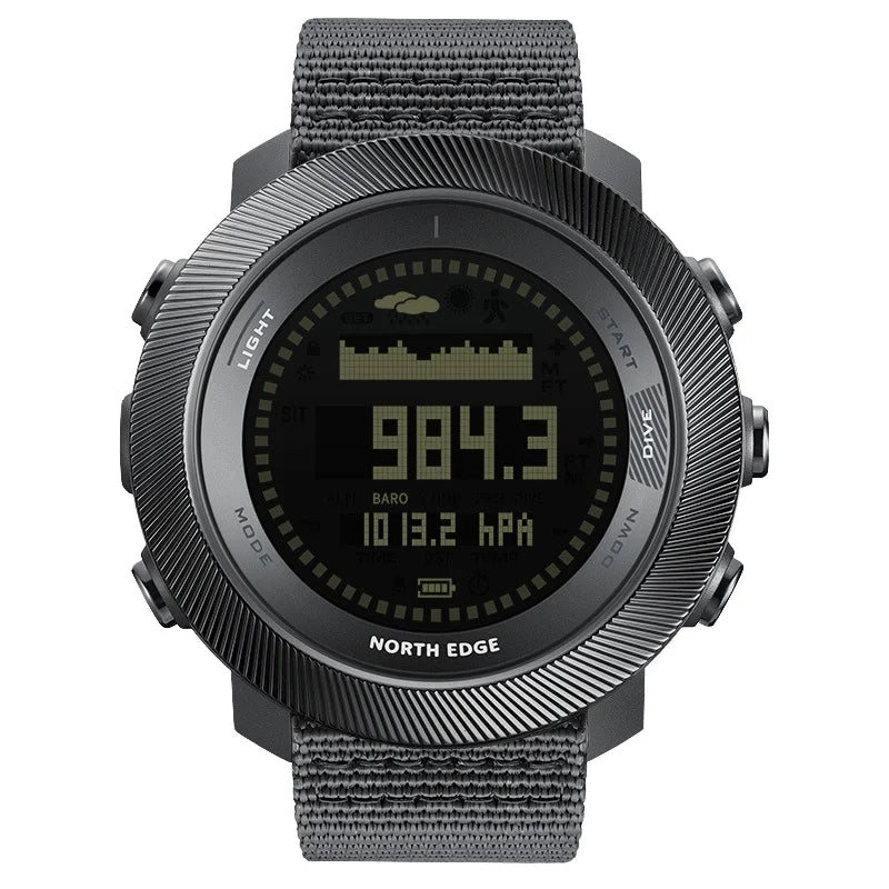 NORTH EDGE APACHE-D New Free Diving Outdoor Sports Watch for Men 10ATM Waterproof Nylon Altimeter Barometer Compass Alarm Clock