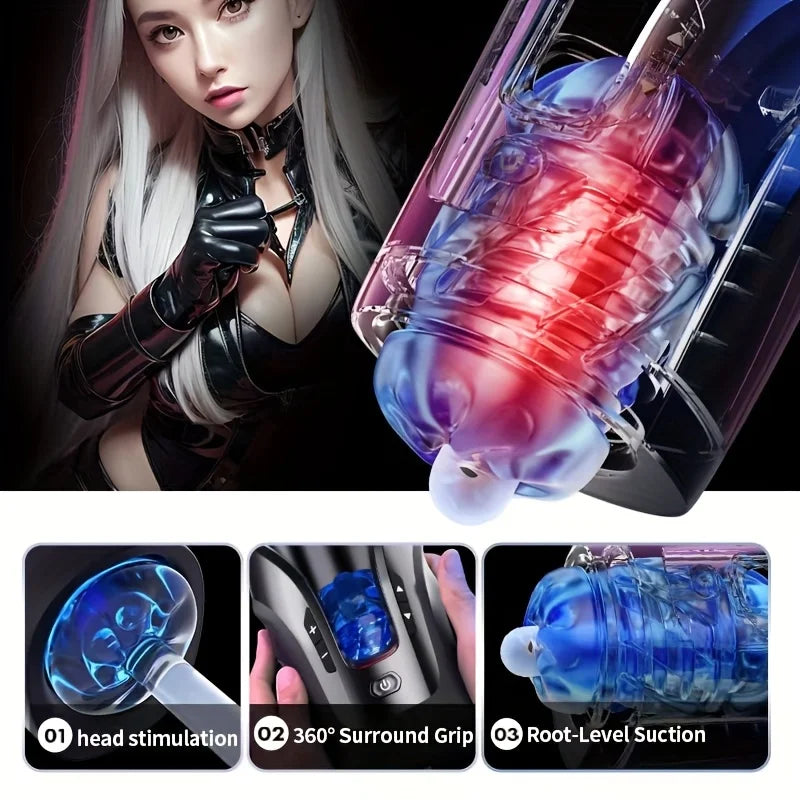 US Local Warehouse Charging Male Masturbation  Automatic Telescopic Dildo Suction Heating Sound Voice Realistic Feeling First