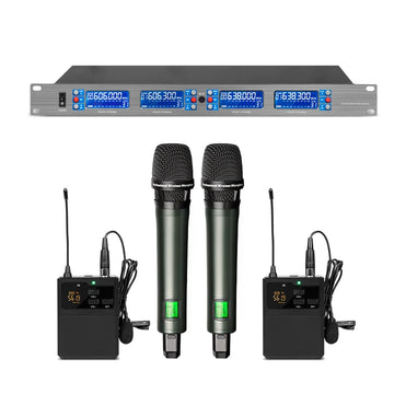 Biner DR2800 High Quality UHF Wireless Handheld Microphone Dynamic Lavalier Type with Noise Cancelling and Light Functions