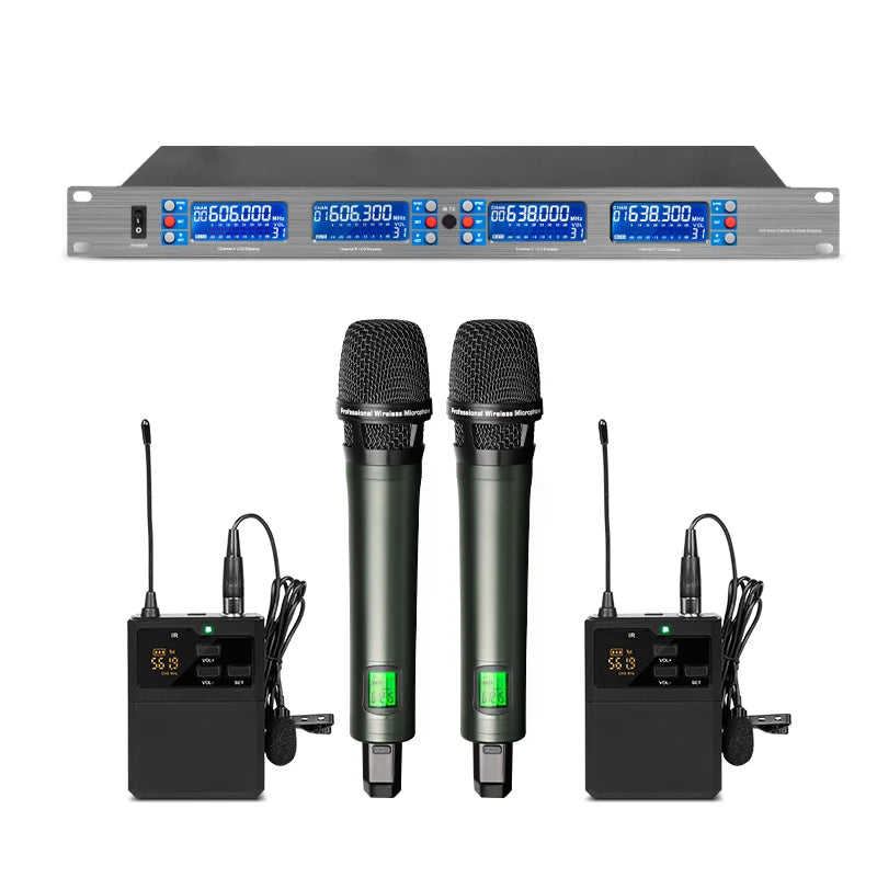 Biner DR2800 High Quality UHF Wireless Handheld Microphone Dynamic Lavalier Type with Noise Cancelling and Light Functions