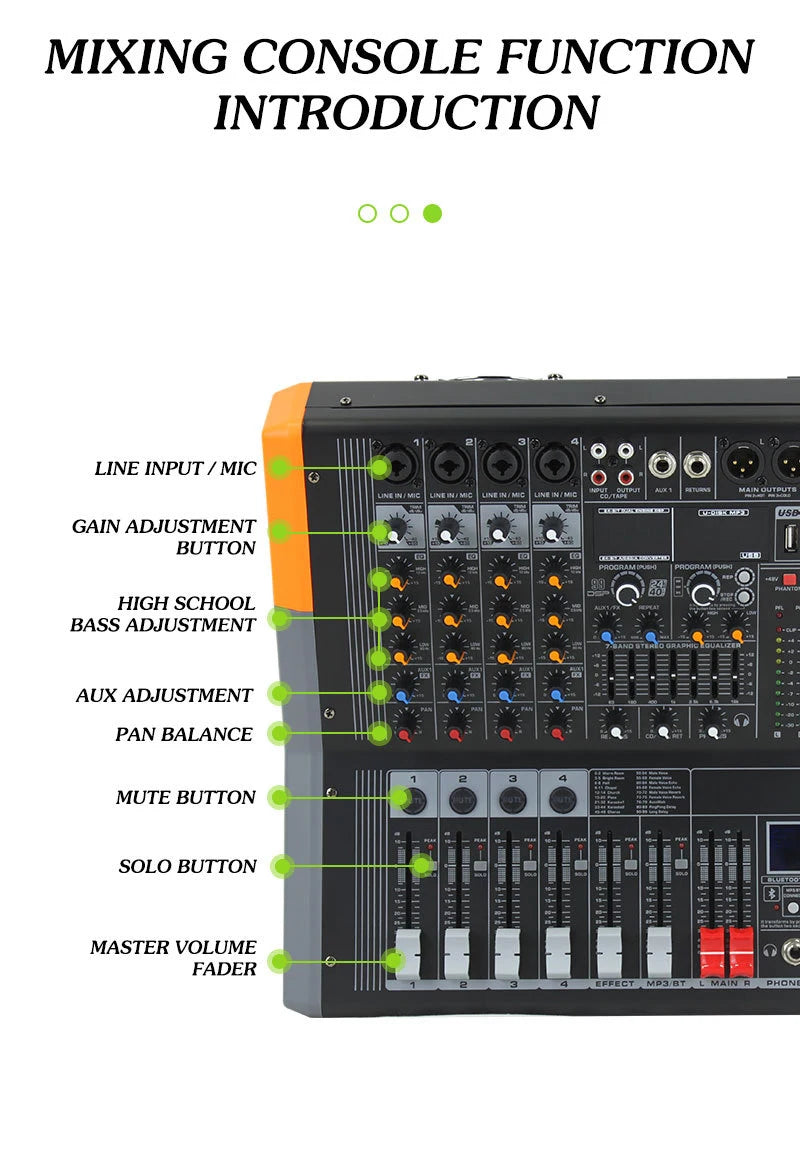 GAX-EP4 4/6/8 Channel Professional Power Mixer Build in Amplifier 600 Watts 99 DSP Effects
