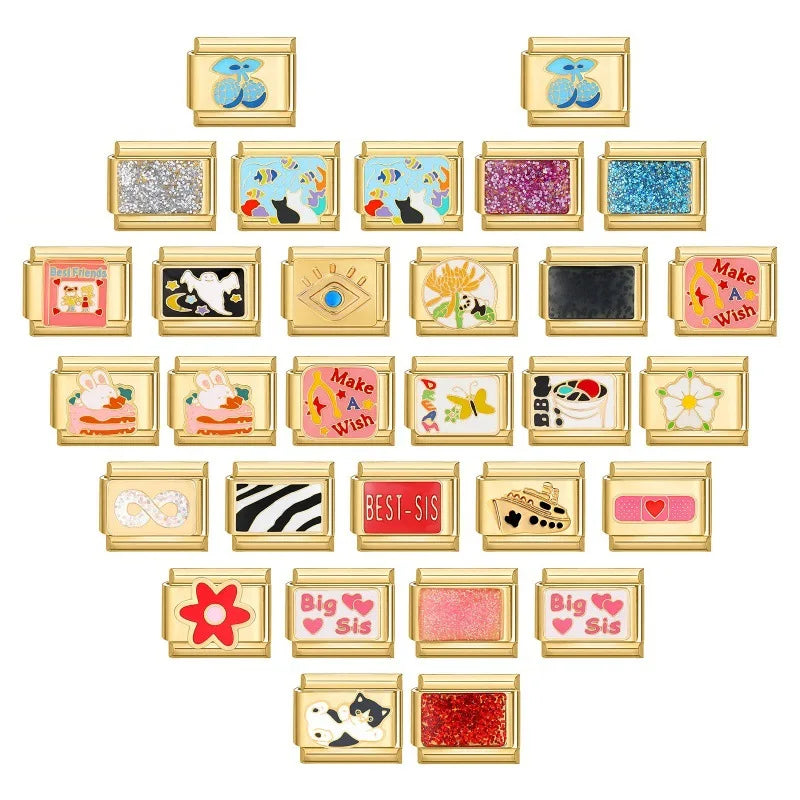 High Quality Gold Plated Stainless Steel Italian Charm Bracelet DIY Necklace Bracelet Chain Modules Italian Charm Bracelet