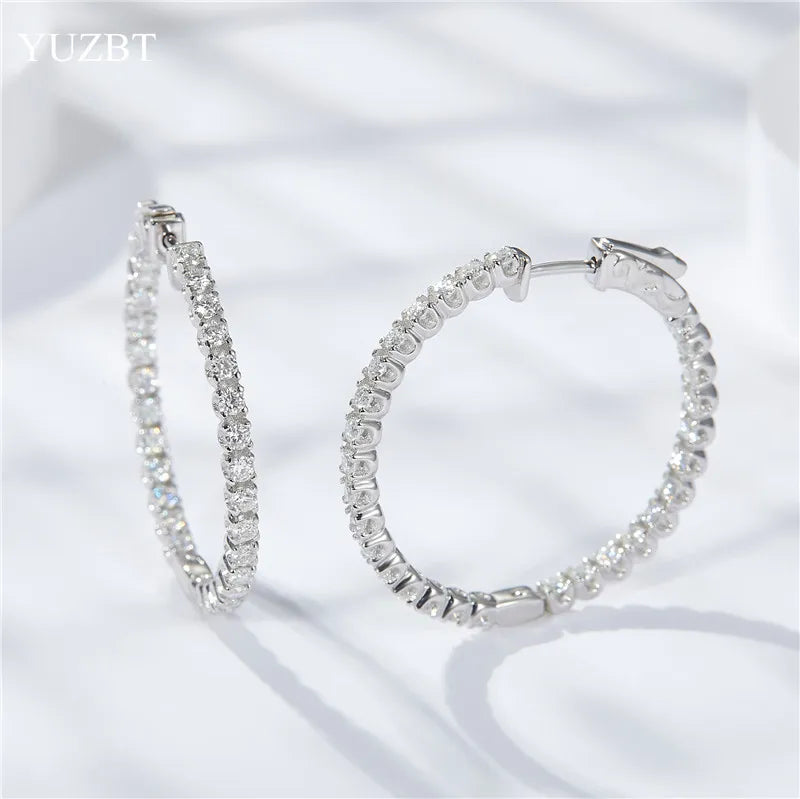 Silver 925 Original Total 3 Carat Brilliant Cut Diamond Test Past D Color Moissanite Hoop Drop Earrings for Party Fine Jewelry