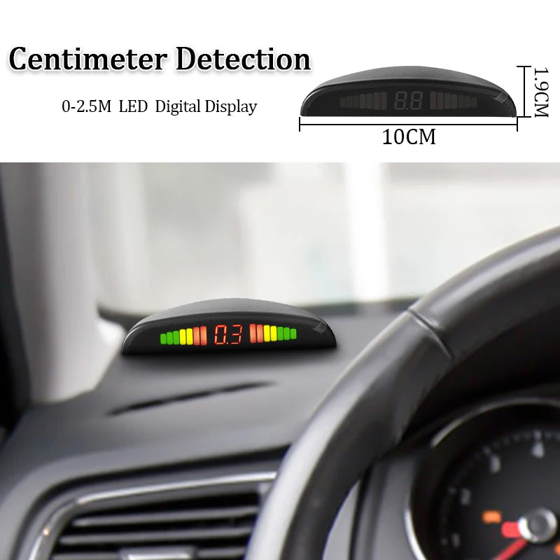 Hippcron 12V Car LED Parking Sensor Parking Kit Display Alarm With 22MM 4 Sensors Backlight Reverse Backup Radar Monitor System