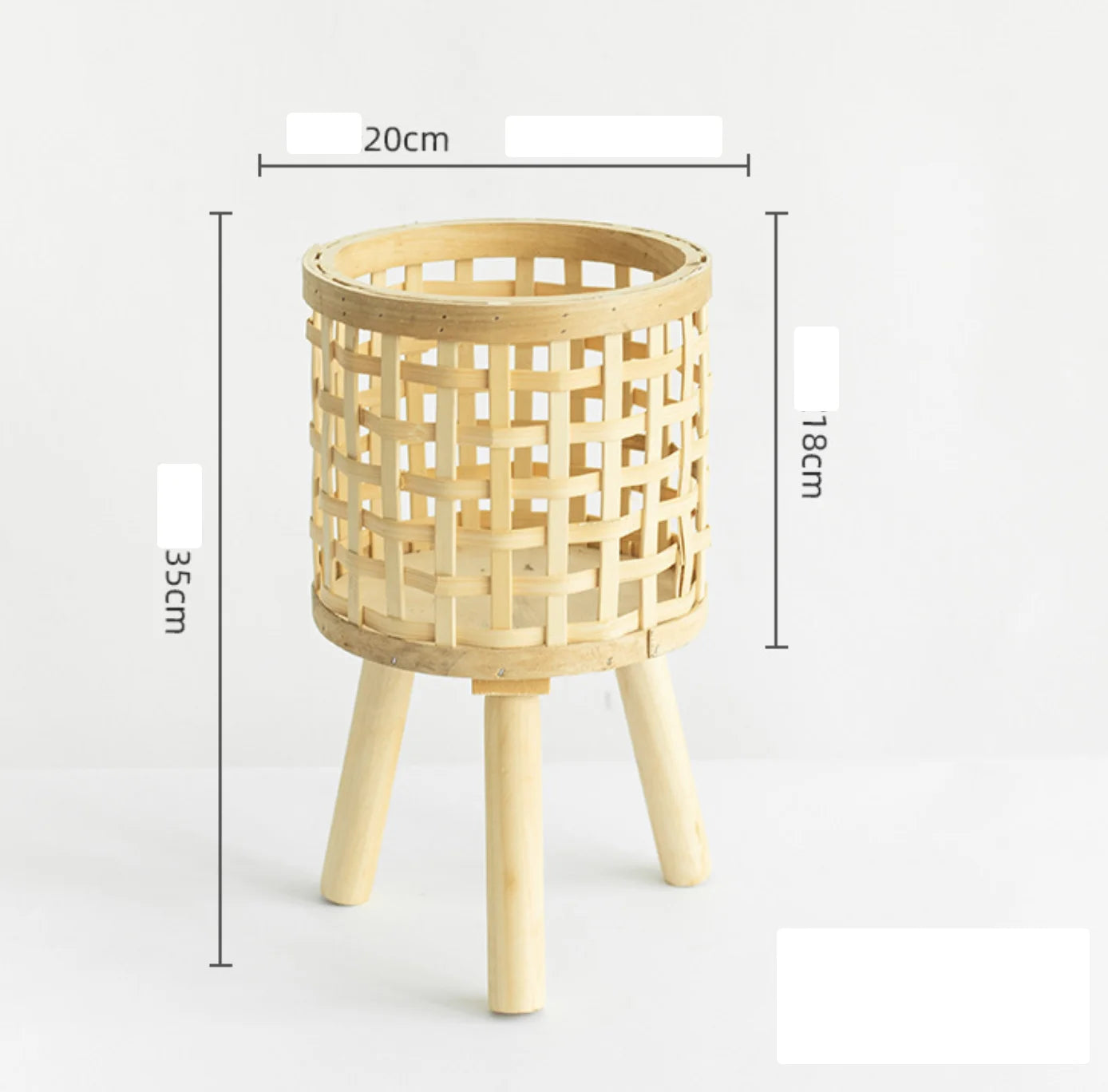 RTS Bamboo Woven Flower Pot Wood Plant Stand Wicker Rattan Plant Basket for Home Decor Balcony Living Room Functional Floor Vase