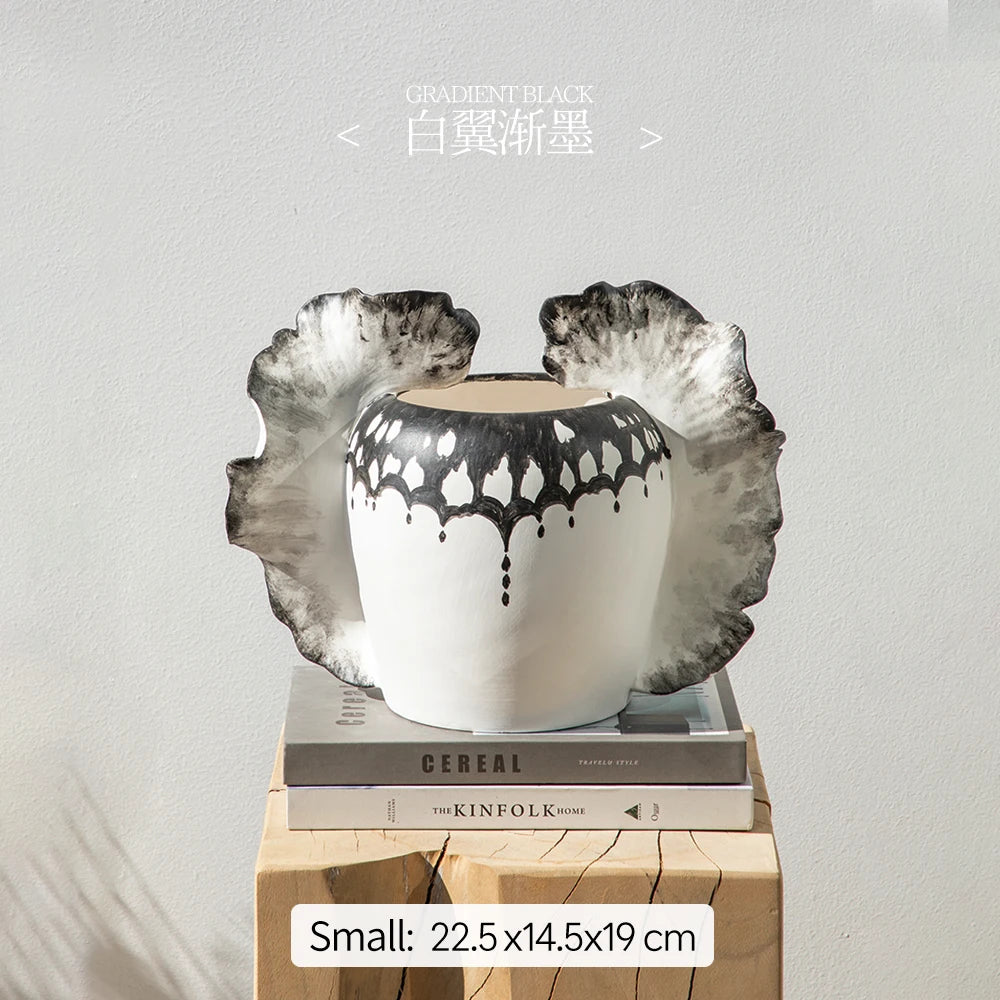 Merlin Living Hand Painting Flower Vase for Home Decor Butterfly Vase Ceramic Decoration Chaozhou Ceramic Factory Wholesale