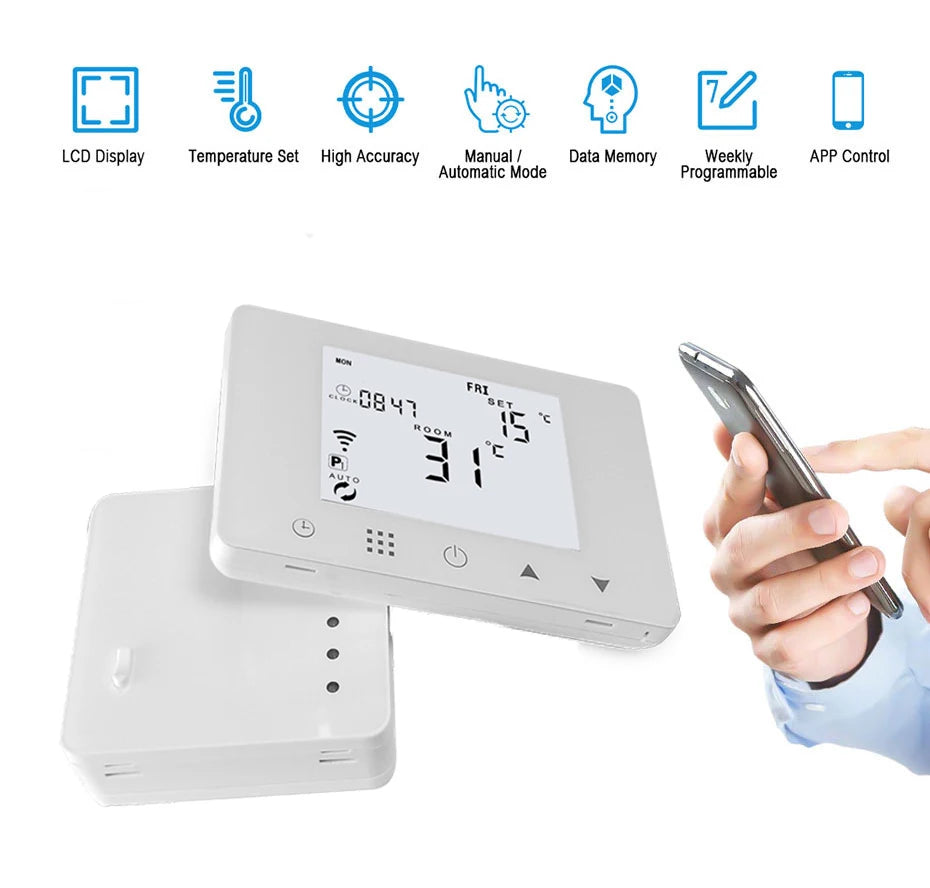 HY09RF-WIFI Smart Thermostat Gas/Water Boiler Heating-Programmable Wifi Thermostats for Home Wireless Digital Tempera