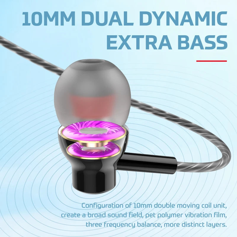 3.5mm Wired Headphones D21In Ear Headset Wired Earphones with Microphone Bass Stereo Earbuds Sports In-line Control for Phones