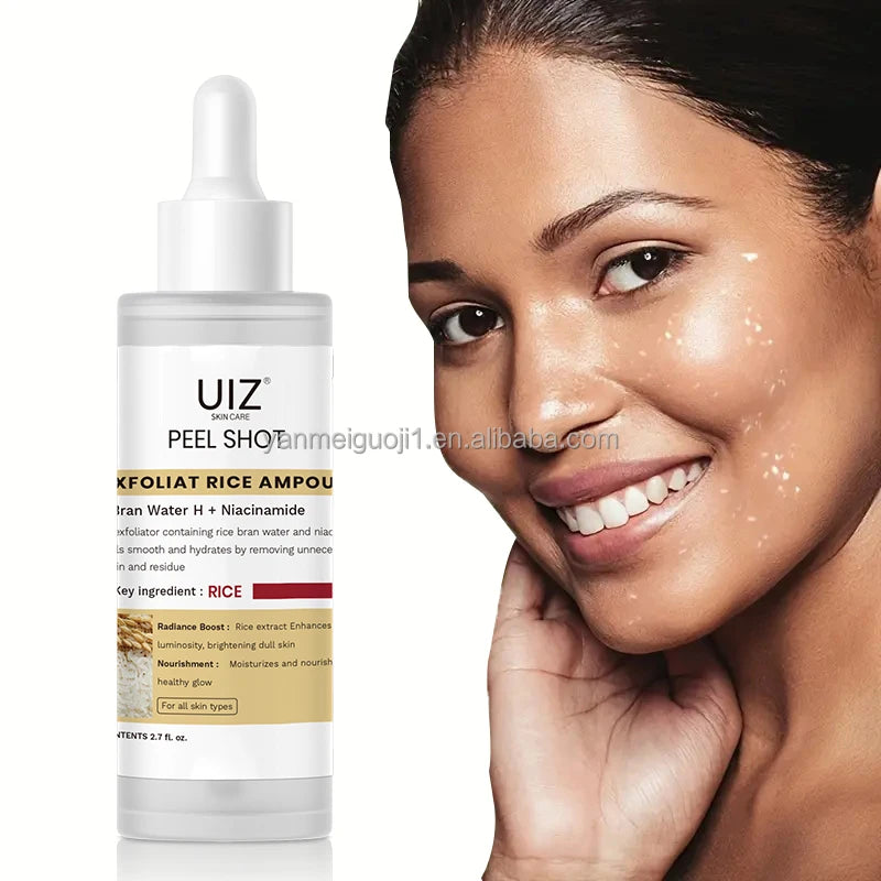 Remove Blackheads Rice Exfoliating Ampoule Peel Pore Minimizing Black White Rice for Brightening Glowing Face Serum