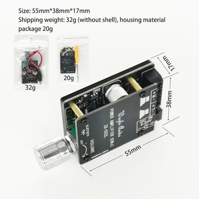 MINI Bluetooth 5.0 Audio Speakers DIY High Power Digital Amplifier Stereo Board 50W+50W AMP Amplificador Home Theater 502L