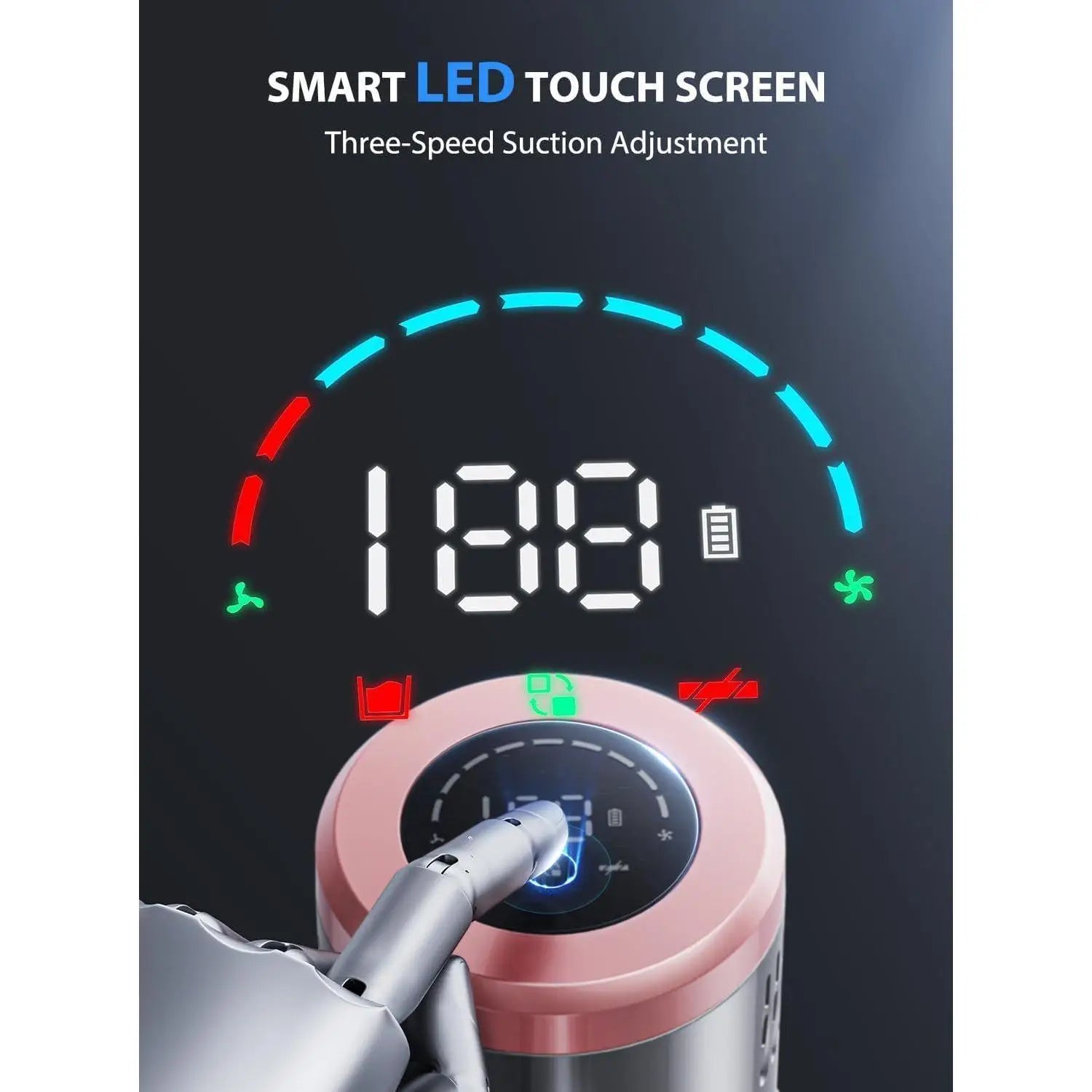 Vacuum Cleaners, 45KPa Powerful Suction Cordless Vacuum Cleaner with LED Touch Display, 60mins Runtime Lightweight Stick Vacuums