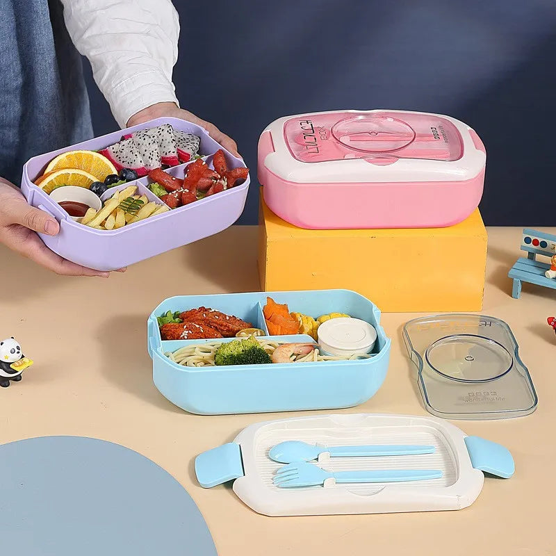 Wholesale Custom Rectangle Kids Lunch Box Set Bento BPA-Free Thermal Plastic with Bag and Water Bottle for School Food Storage