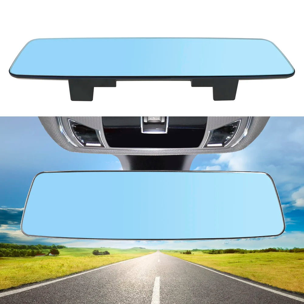 2.5D Full Screen HD Glass Anti-glare Wide-angle Blue Frameless Mirror Car Interior Rear View Mirror 3000R Micro Curvature Lens
