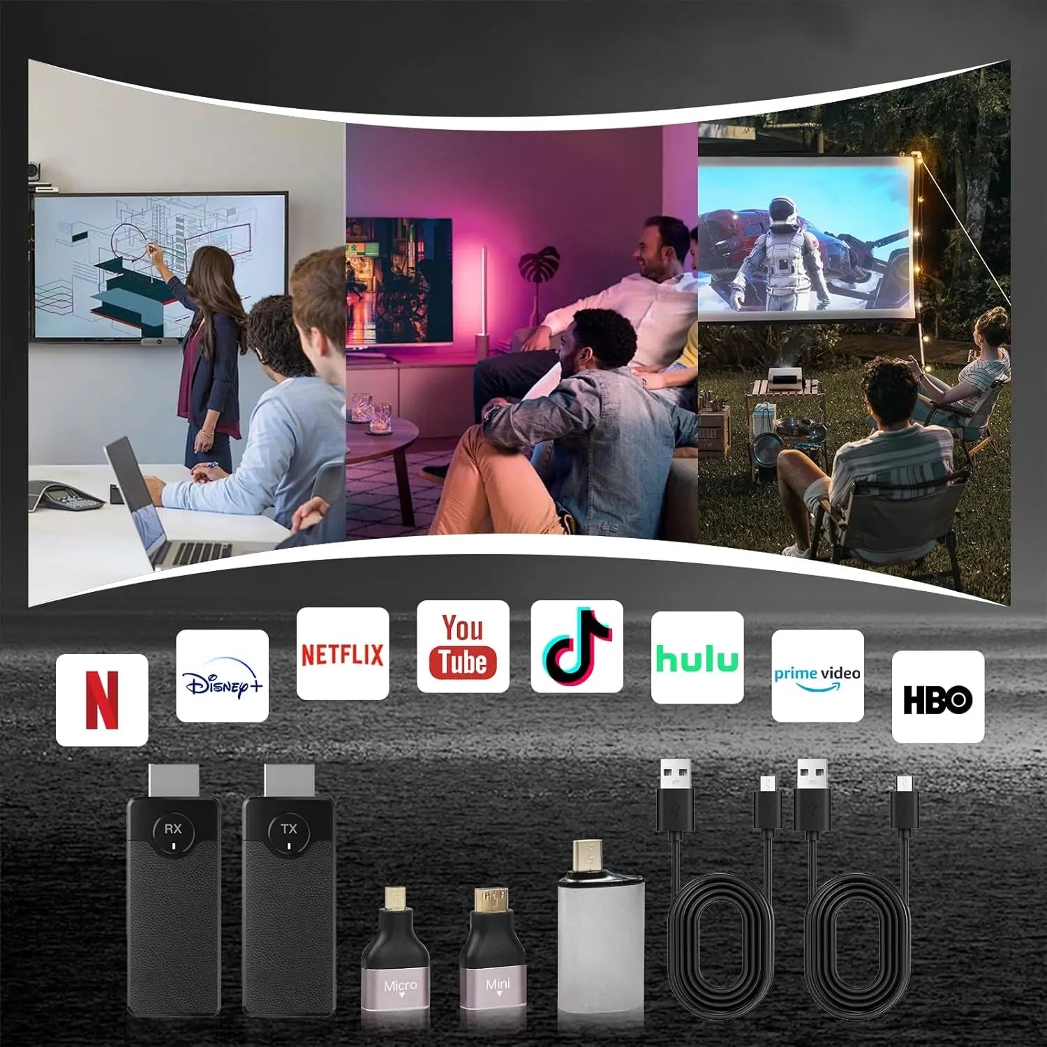 SYONG Portable Wireless HDMI Transmitter and Receiver Adapter 4K Decode 1080P Output 2.4 5G 165FT 50M  for Streaming Video Box