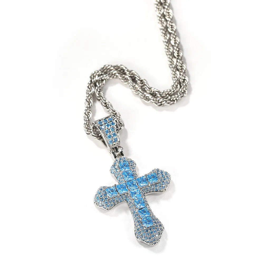 High Quality Hip-hop Cross Necklace for Men and Women Light Luxury Micro Paved Zircon Cross Pendant Necklace Wholesale