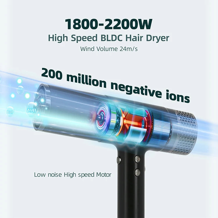 5 in 1 Hair Dryer Set 110000rpm High Speed Hair Dryer with LCD Display Curler Nozzle Styling Tools Hair Blow Dryer