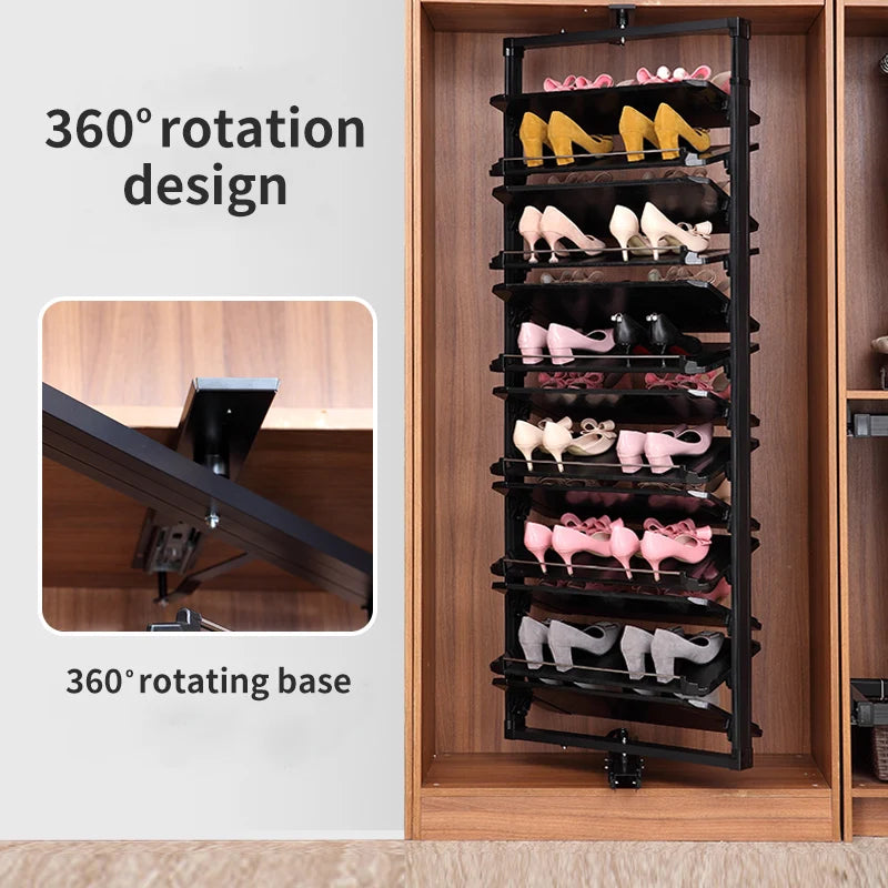 AOLISHENG 360 Degree Swivel Rotational Metal Shoe Rack Modern Design Telescopic Adjustable Height Hospital Home Living Room