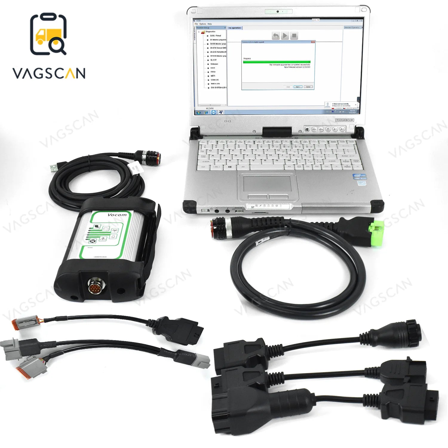 For Renault/UD/Mack/V Olvo Truck Diagnosis for Vocom Vodia 5 88890300 Tech Construction Excavator +CFC2 Laptop Diagnostic