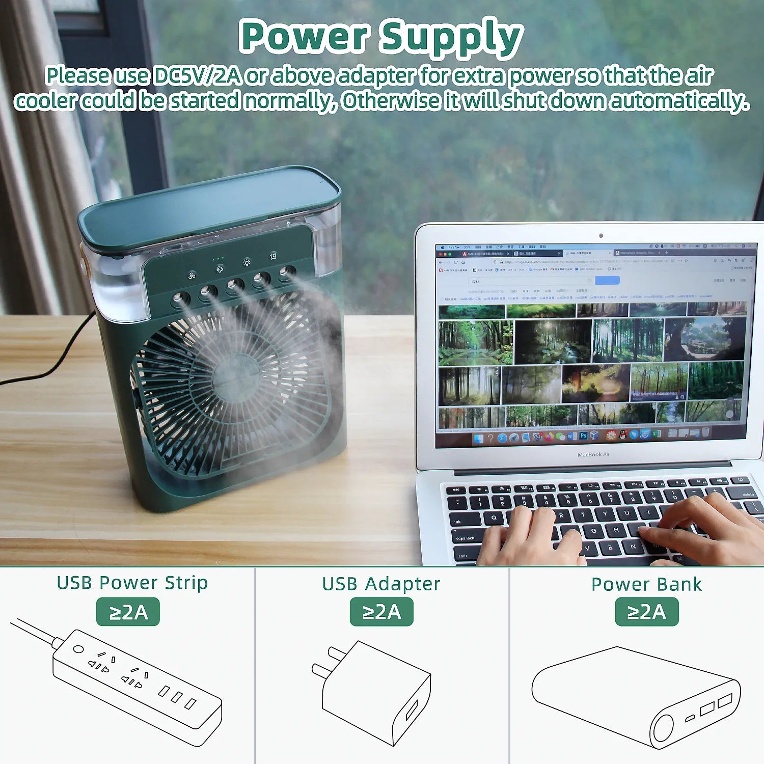 OEM Ingunar Portable Air Conditioners Fan, Air Cooler Humidifier Fan With 7 Colors LED Light Desktop Air Cooler Fan, Portatil