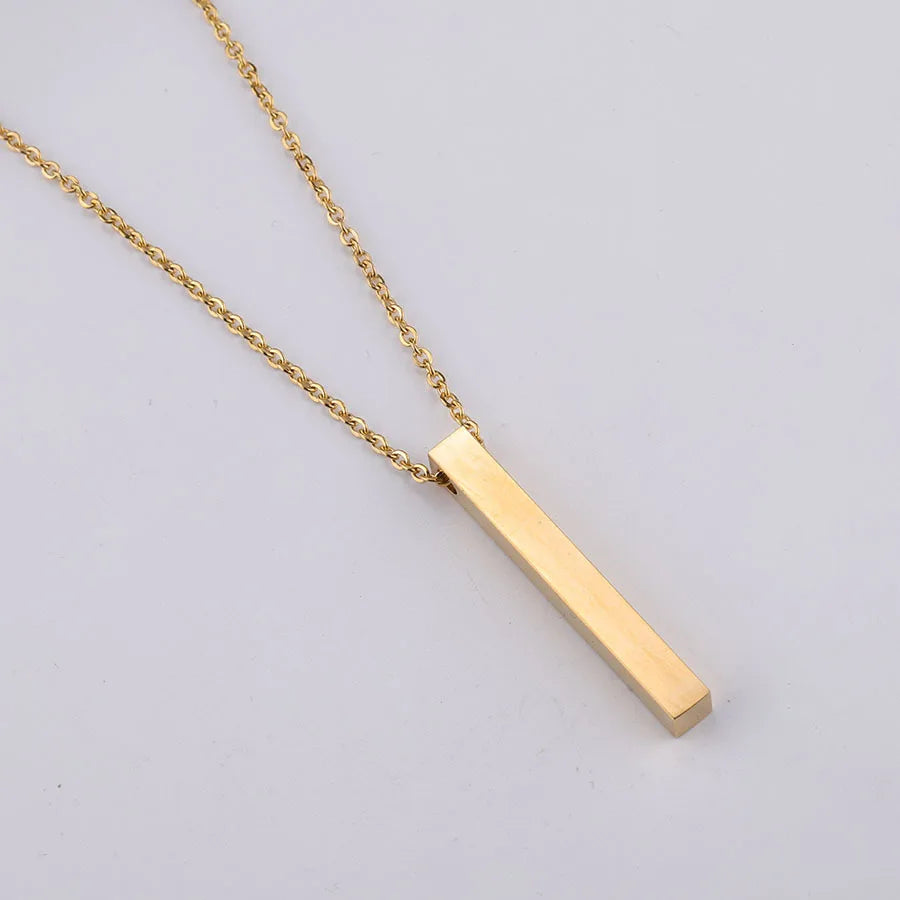 Stainless Steel 3D Engraving Personalized Bar Blank Stamp Custom Made Engraved DIY Square Strip Pendant Necklace