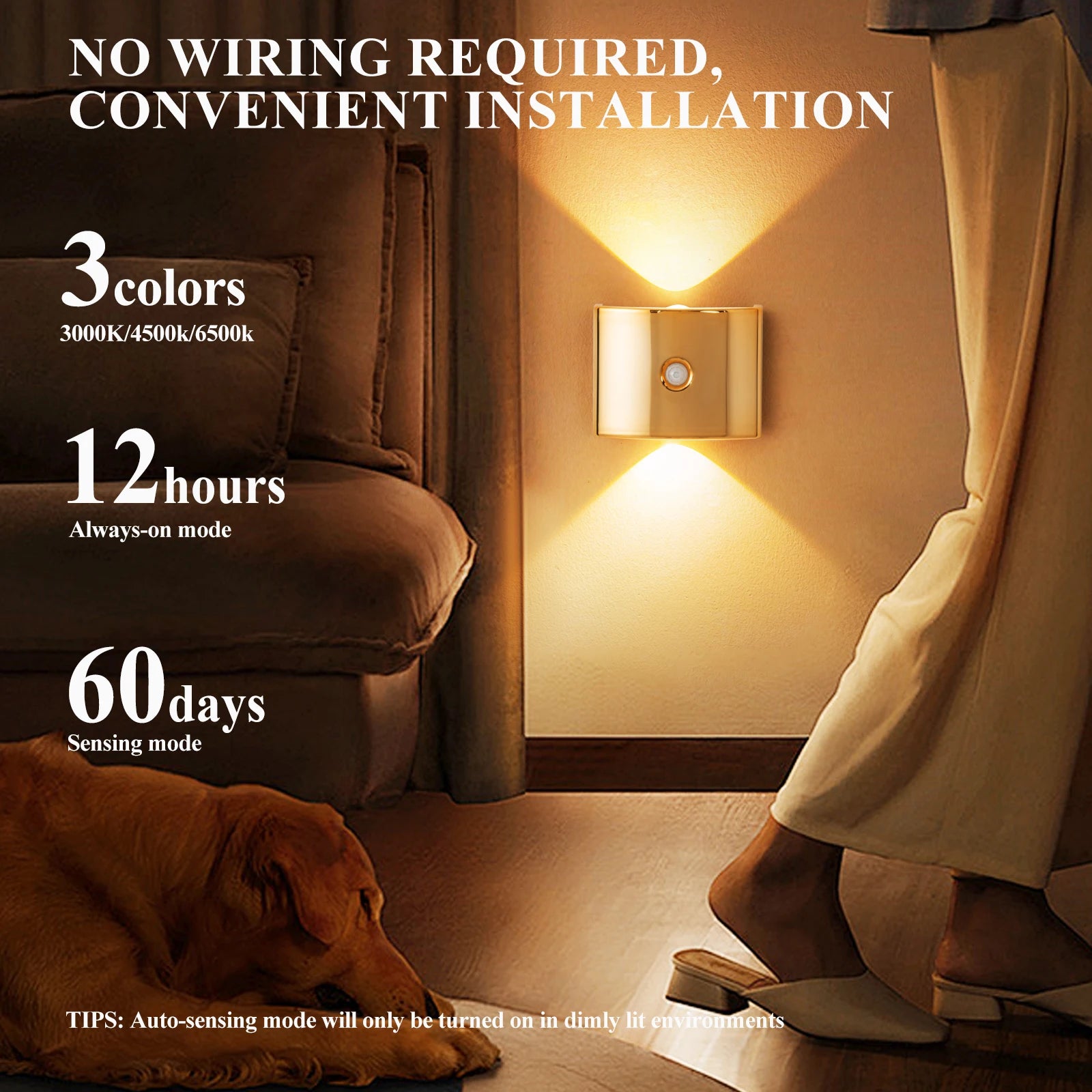Morden Wireless Magnetic Motion Sensor Wall Light RGB Smart Home USB Rechargeable Night Light Bedroom Bedside LED Wall Lamps