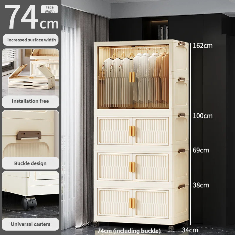 55-85CM Multifunctional Wardrobe Thickened And Movable Cabinet Suitable For Organizing In Children'S And Babies' Bedrooms