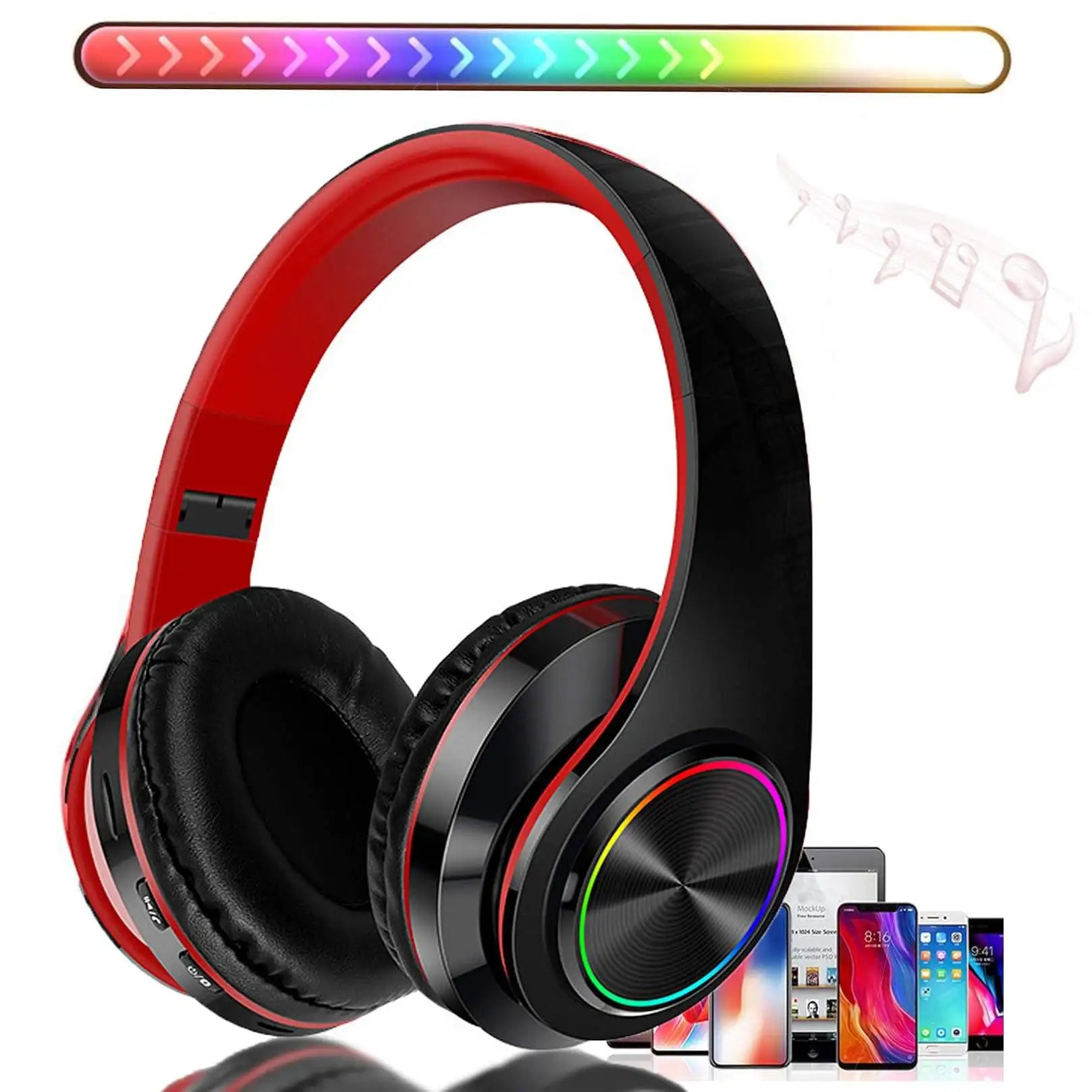 Hi-Fi Stereo B39 Dynamic Gaming Headphone ANC/ENC Over-Ear Headphone with LED Light Wireless Headset Wholesale Colorful Earphone
