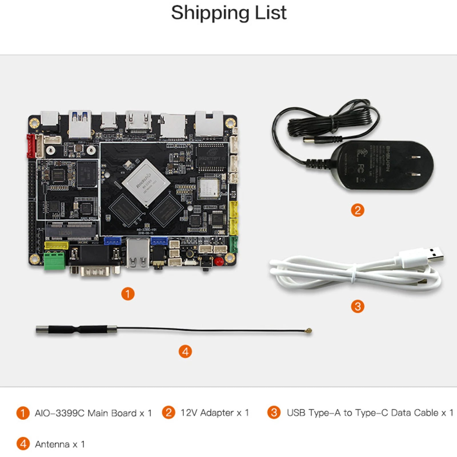 AIO-3399C Open Source AI Development Board Main Board for Mobile Edge Computing Smart Home Devices Facial Recognition AI Server