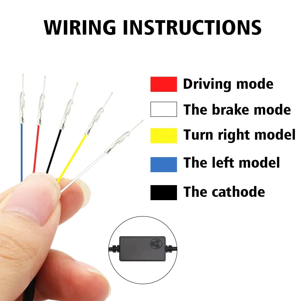 DIY Adjustable Car Tail Wing Decorative Lights Brake & Steering Dynamic Warning Accessories