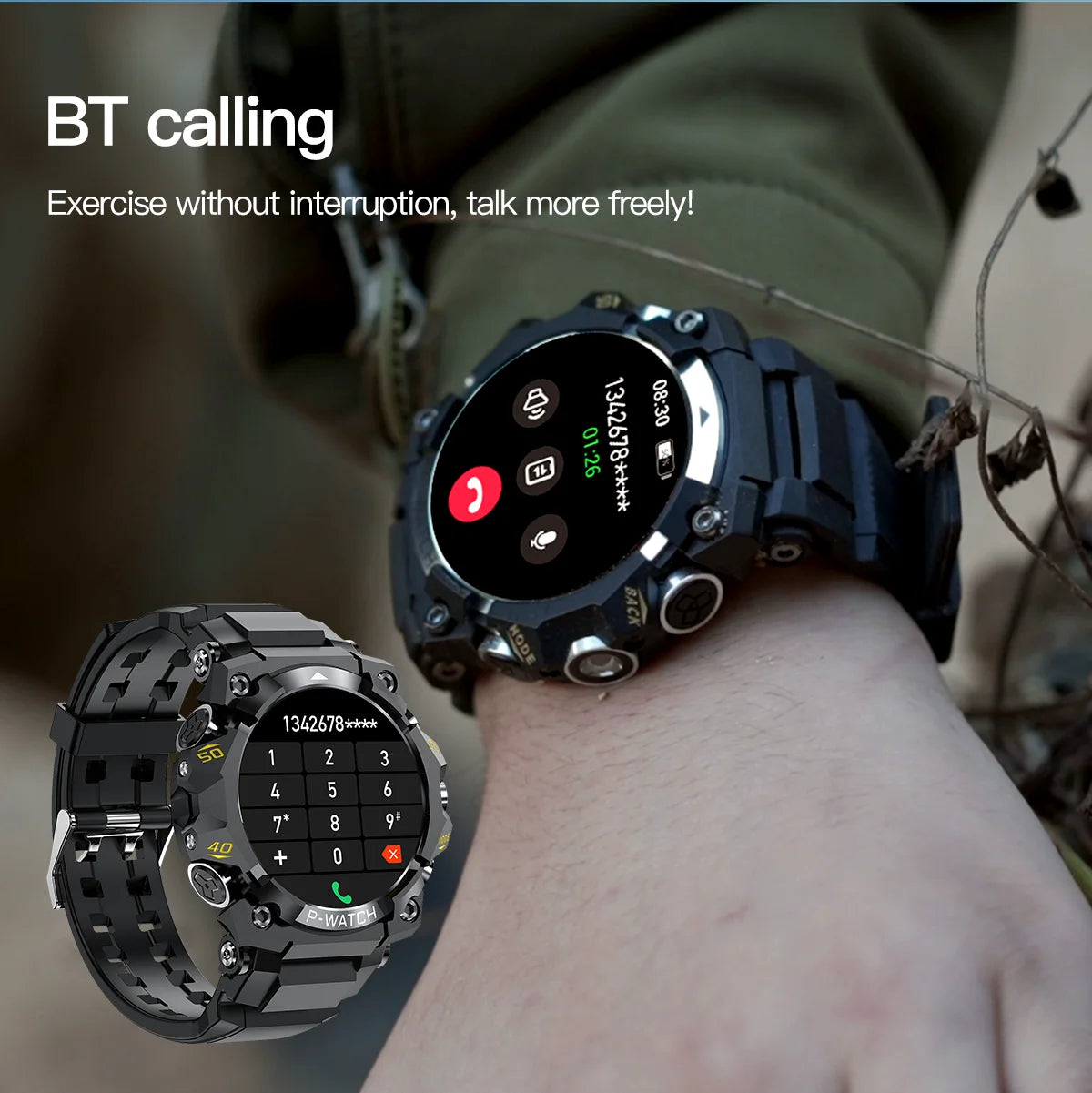 Smart Watch for Men Women Touch Screen Smart Watches With LED Flashlight  BT Call for Android IOS Fitness Tracker Heart Rate