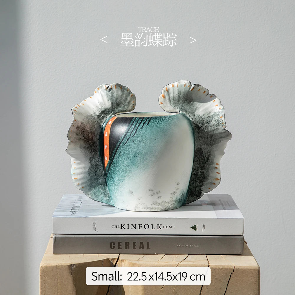 Merlin Living Hand Painting Flower Vase for Home Decor Butterfly Vase Ceramic Decoration Chaozhou Ceramic Factory Wholesale