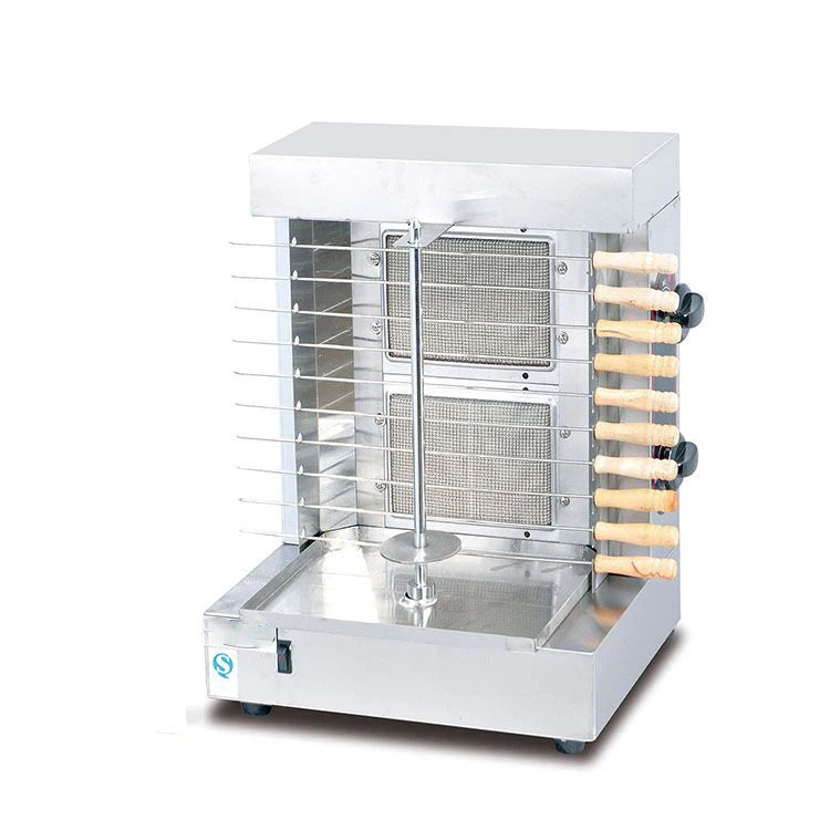 220v LPG Gas Heating Stainless Steel 10 Kebab Skewers Doner Shawarna Burner Grill Griddle Lamb Roaster